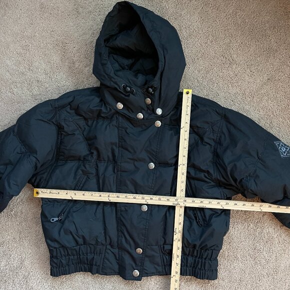 Vintage 90s Embroidered Granny Square Boho Cropped Aztec Quilt Ski Coat Womens14 - Picture 10 of 13